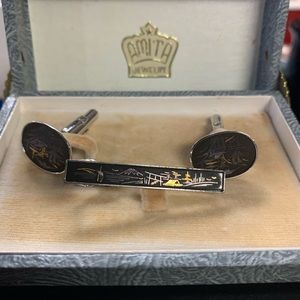 Amita Japanese Vintage Cuff Link and Tie Clip set